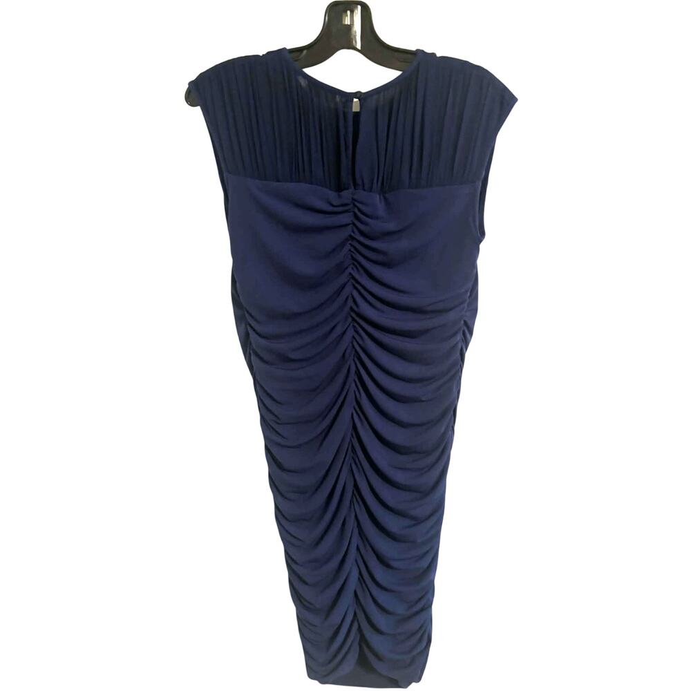 A Pea in the Pod Navy Poly/Spandex Ruched Maternity Career Dress L Stretch Midi - Picture 5 of 6